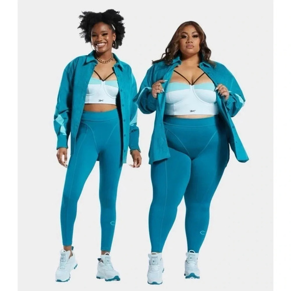 Reebok x Cardi B Seaport Teal Corduroy Cover-Up Shirt Jacket Size XS - Picture 8 of 12